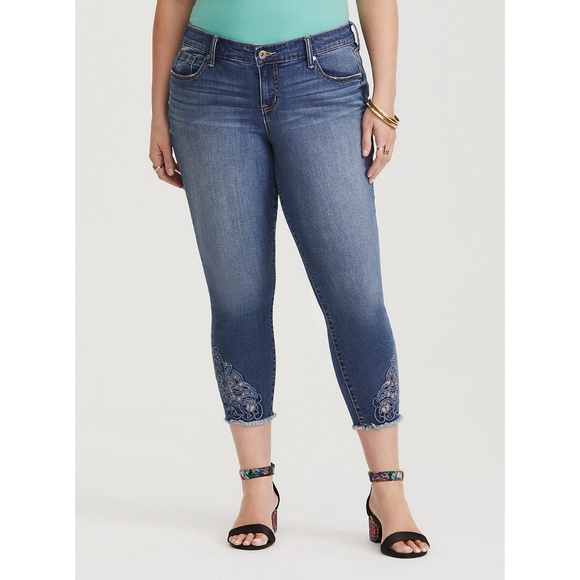 torrid Denim - Torrid Eyelet Cropped Skinny Jeans